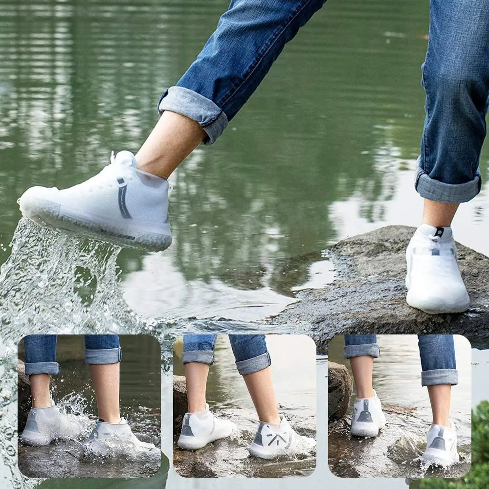 Reusable Waterproof Rain Shoe Covers – Non slip Silicone & Latex Outdoor Walking Shoe Protection