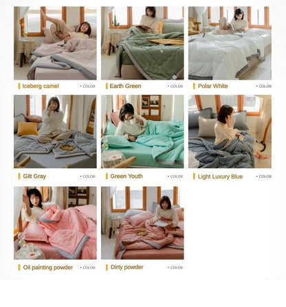 2024 Japanese Cotton-Polyester Summer Quilt – Lightweight, Washable, Skin-Friendly Solid Color Quilt