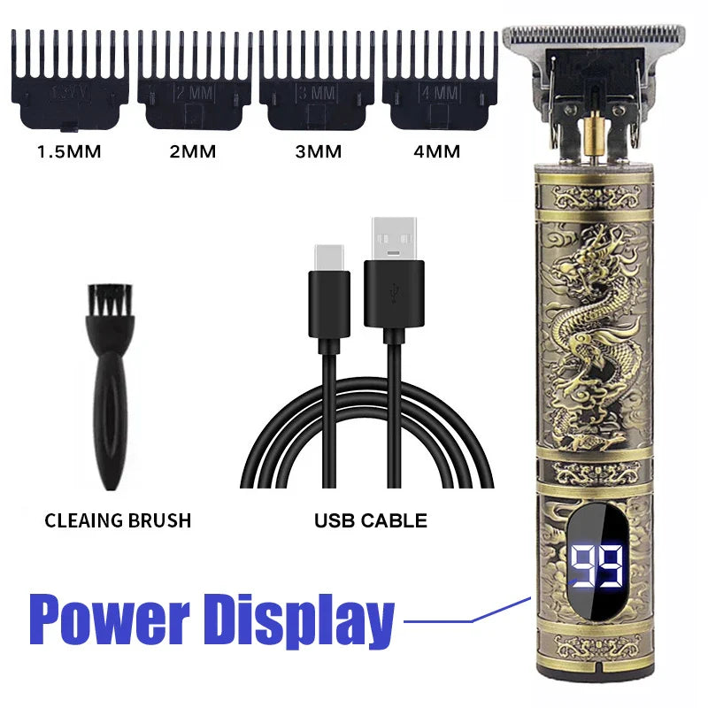 Vintage T9 Professional Electric Hair Clipper & Beard Trimmer – USB Rechargeable Portable Grooming Shaver for Men’s Hair Care & Styling Tool