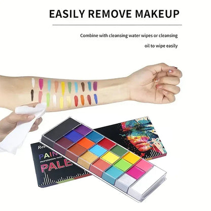 20-Color Face & Body Oil Paint – Non-Toxic Pigment for Kids, Flash Tattoos, Halloween & Cosplay Art with Brush