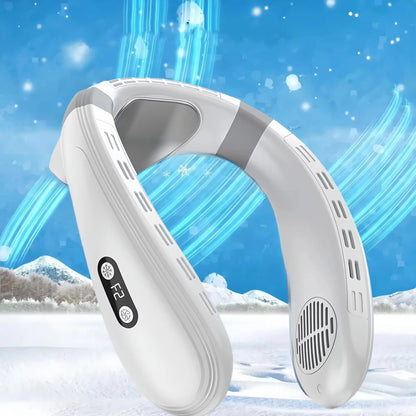 Portable Neck Air Conditioner Fan 5200mAh – Rechargeable Semiconductor Bladeless Wearable Cooling Fan for Outdoor Personal Use