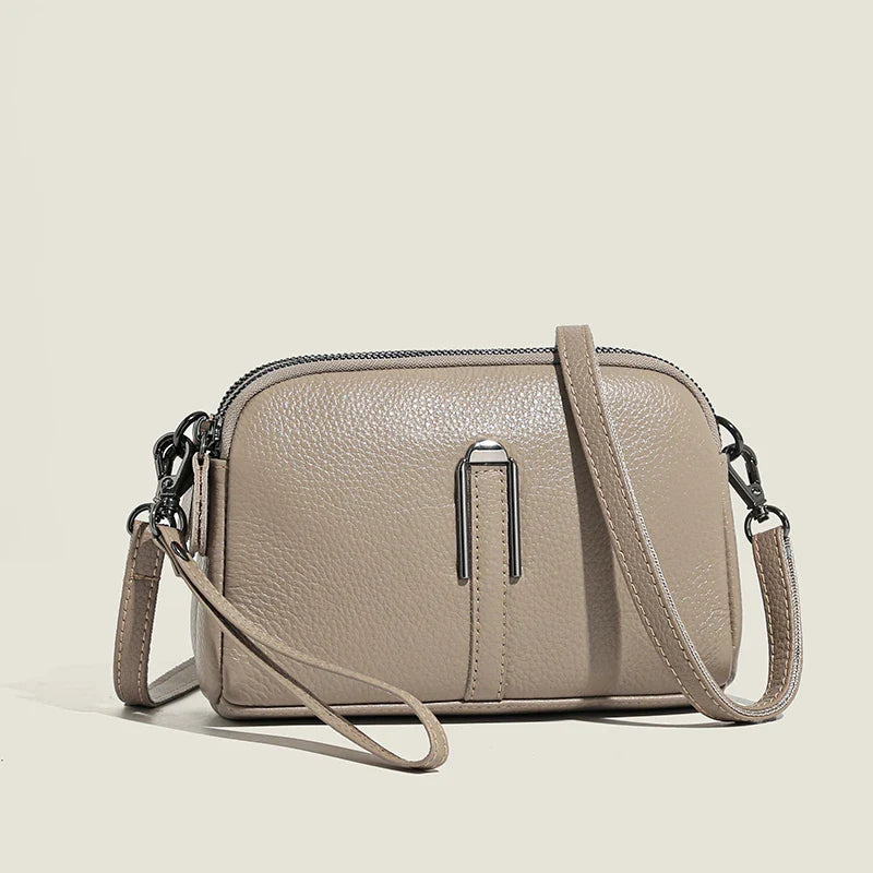 Luxury Genuine Leather Women's Crossbody Bag – Solid Color Shoulder Bag, Clutch & Messenger Purse