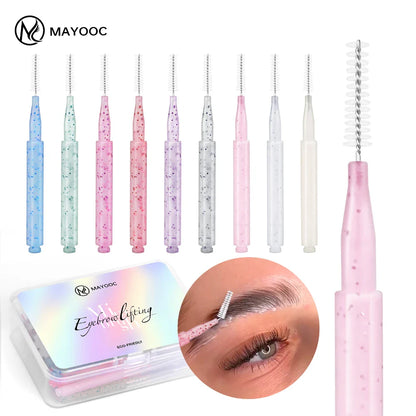 MAYOOC Mini Eyebrow Brush – Disposable Brow Lifting & Perm Brushes, Bendable Micro Eyelash Applicators Tools