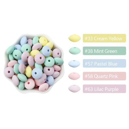 100/50/20Pcs Silicone Lentil Beads - 12mm BPA Free Loose Spacer Beads for DIY Jewelry Making Bracelets Necklaces Keychains