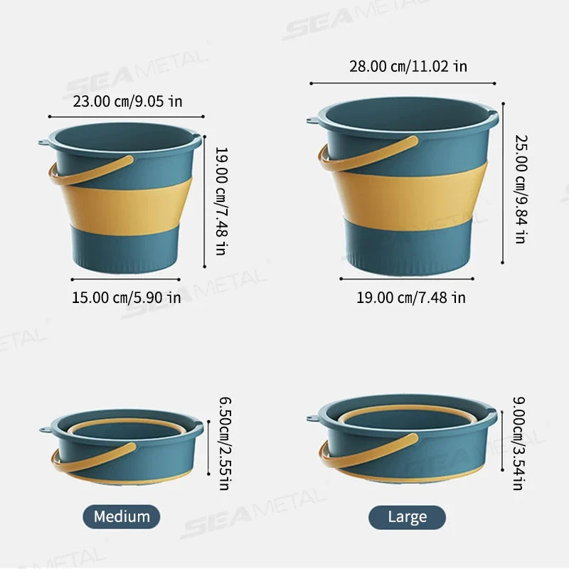 SEAMETAL Foldable Car Wash Bucket - 5L/10L Portable Thickened Plastic Water Bucket for Camping, Fishing & Outdoor Use