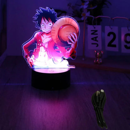 One Piece Luffy & Zoro Action Figures — 3D PVC Anime Lamp, LED Night Light Collectible Toy, Christmas Gift for Kids