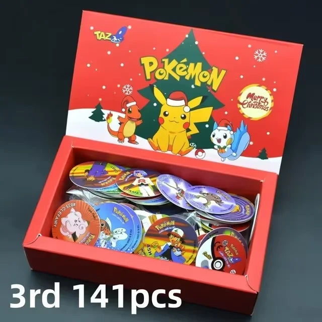 100/160pcs Pokemon Tazos – 1st & 2nd Generation 3D Round and Square Collector Cards, Album Trainer Pogs for Cheetos Chipitaps