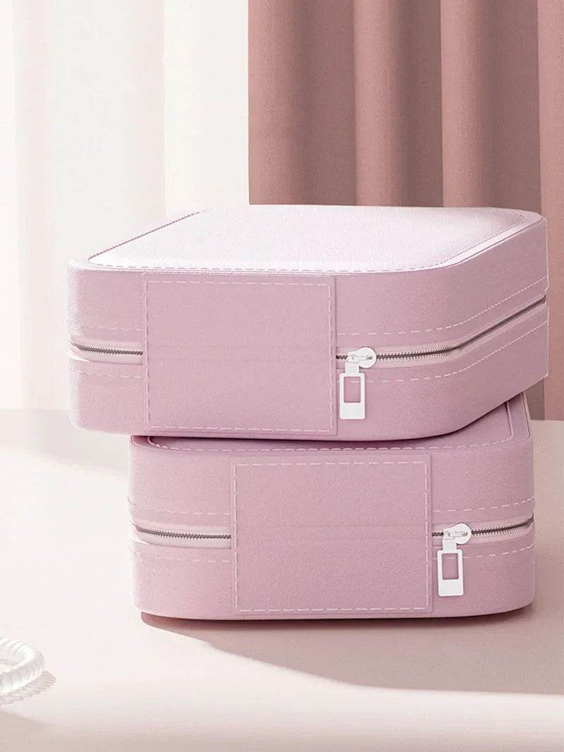 LED Makeup Bag with Mirror – Portable Cosmetic Storage for Women, Small Lipstick & Brush Organizer with Wireless Light