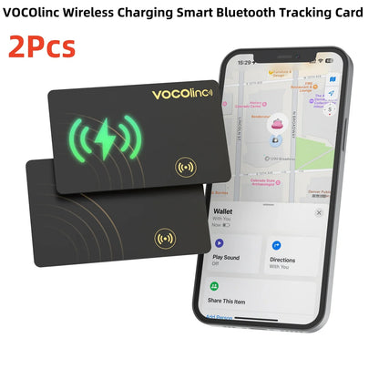 VOCOlinc Wireless Charging Bluetooth Smart Tag — 1/2PCS Global Locator & Item Finder Card, Compatible with Find My (iOS Only)