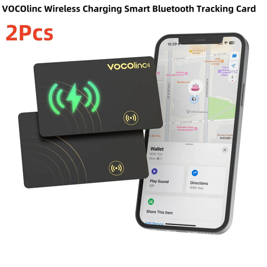 VOCOlinc Wireless Charging Bluetooth Smart Tag — 1/2PCS Global Locator & Item Finder Card, Compatible with Find My (iOS Only)