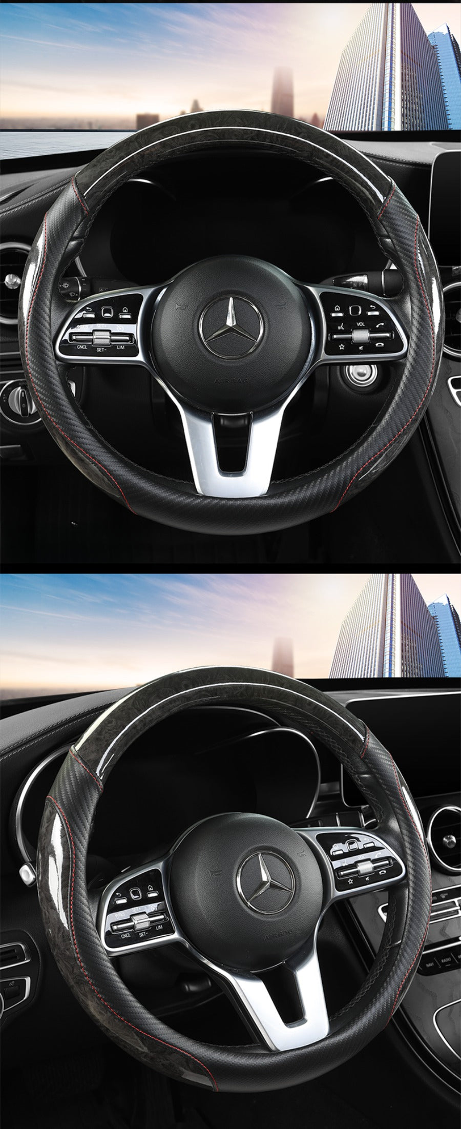 Peach Wood Grain Car Steering Wheel Cover — Non-Slip, Four Seasons, Fits 14.5-15" Wheels