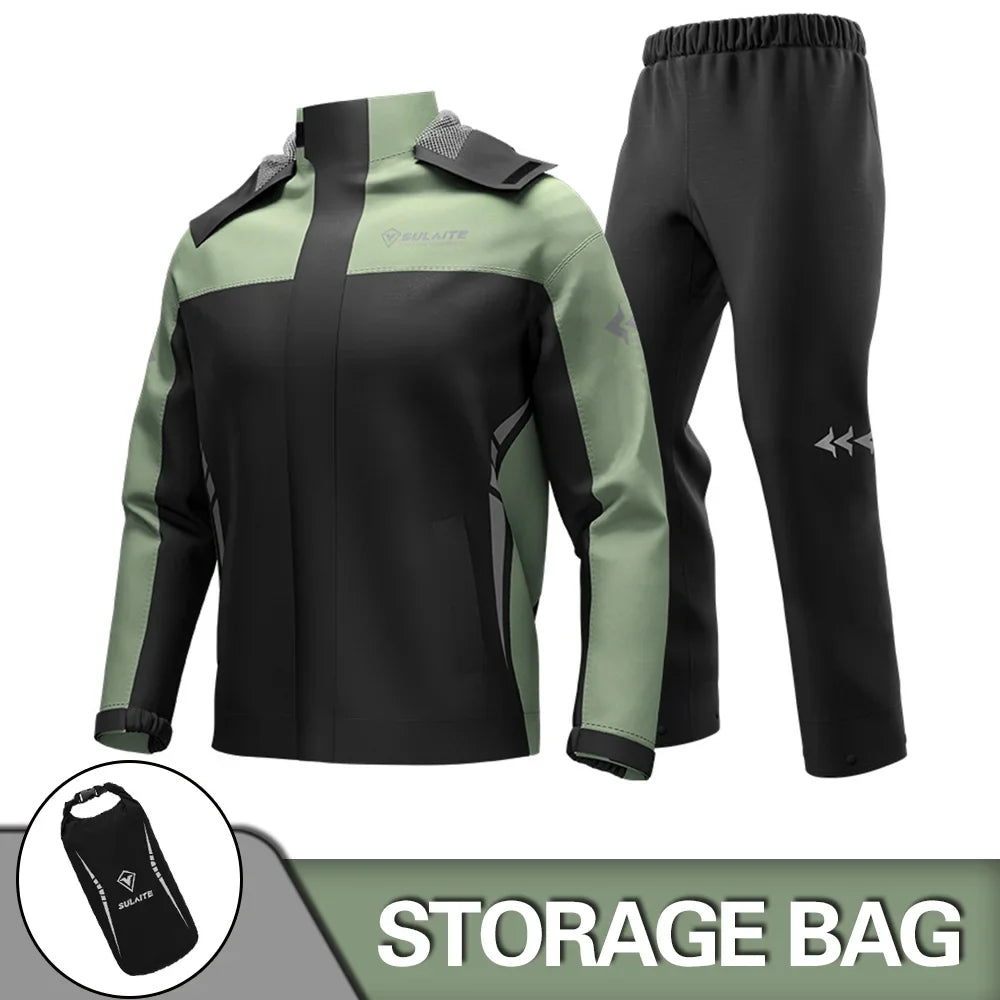 Motorcycle Raincoat Suit - Rainstorm Prevention Jacket & Pants, Camping, Hiking, Fishing, Moto Rain Gear for Riders