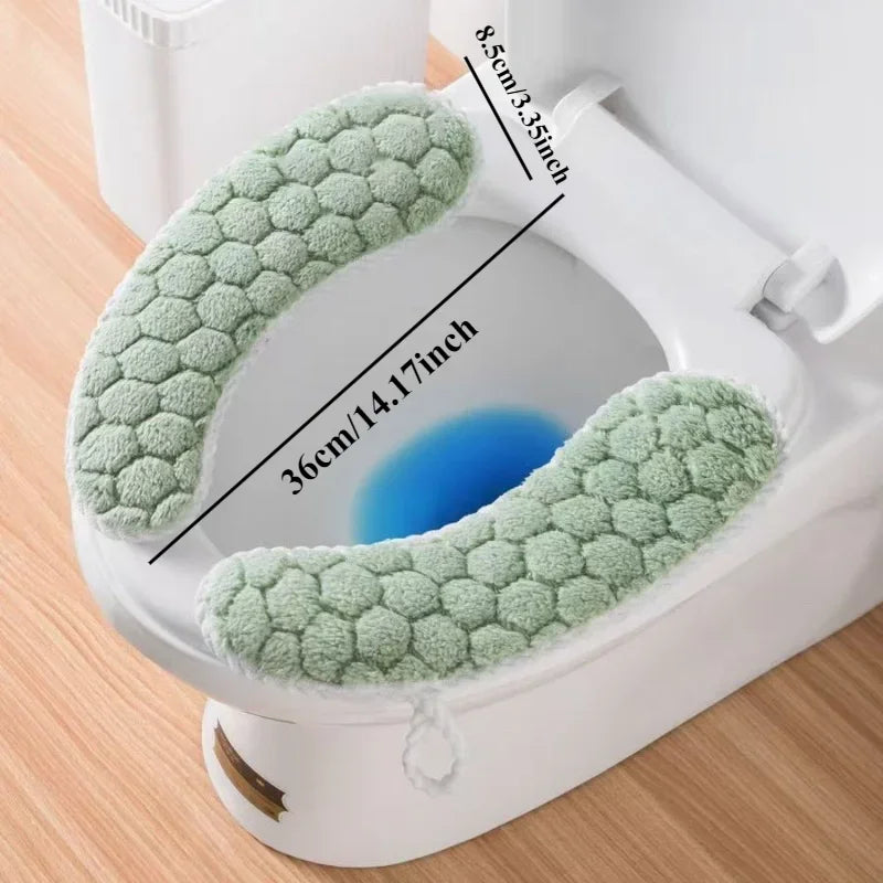 Universal Thickened Toilet Seat Cushion Cover – Soft Warm Anti-Slip Washable Reusable Bathroom Seat Pad for Winter Comfort