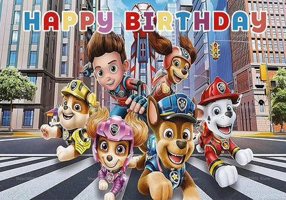 Paw Patrol Birthday Party Backdrop – Kids Party Decorations, Photography Background & Baby Shower Banner