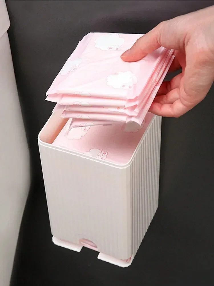 Wall-Mounted Sanitary Napkin Storage Box - Dust-Proof Organizer for Tissue Paper and Cotton Swabs, Bathroom Accessories