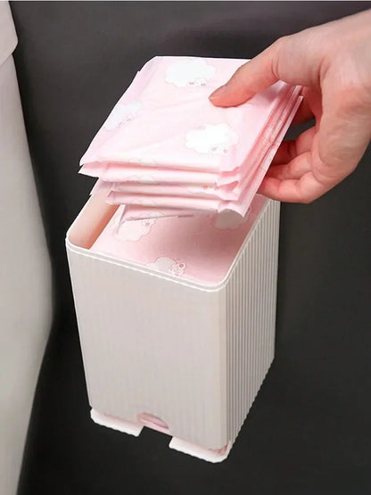 Wall-Mounted Sanitary Napkin Storage Box - Dust-Proof Organizer for Tissue Paper and Cotton Swabs, Bathroom Accessories