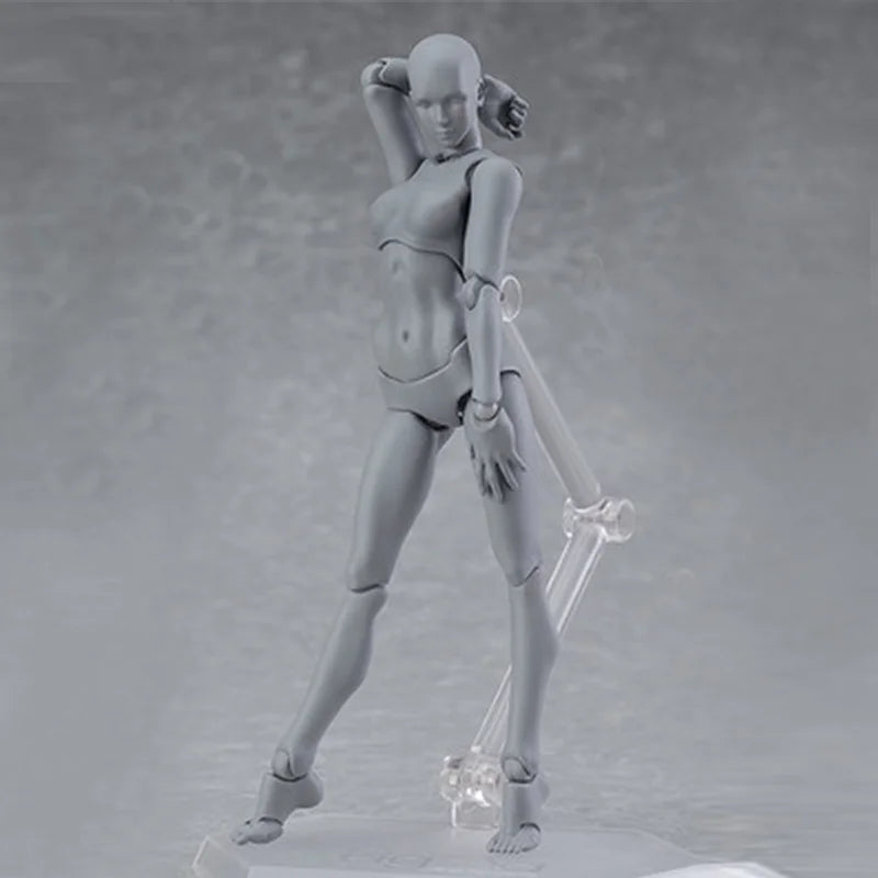 13cm Wooden Art Mannequin Figure – Male & Female Movable Body Drawing Model for Sketching, Painting & Anime Pose Reference