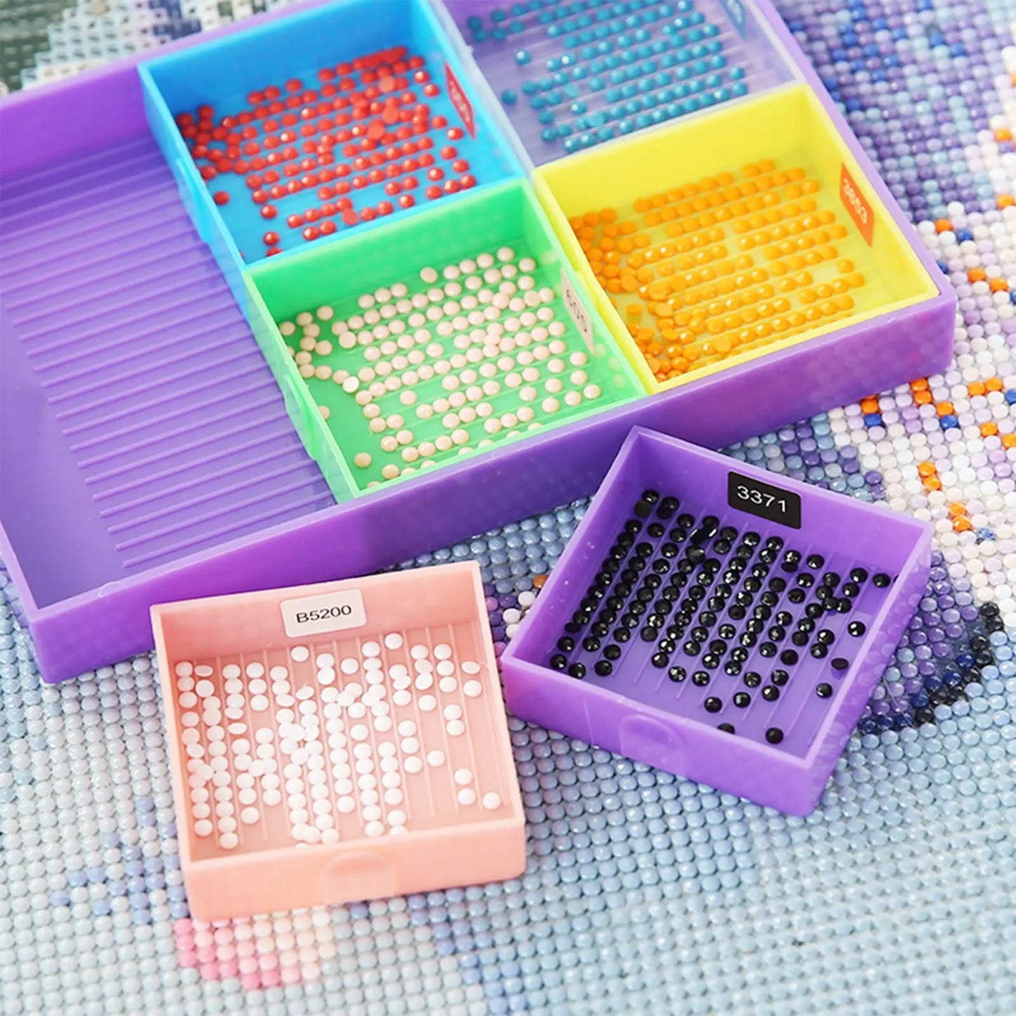 6-Grid Diamond Painting Accessory Tray Kit – Large Capacity Plate for Nail Art, Beading, and Cross Stitch