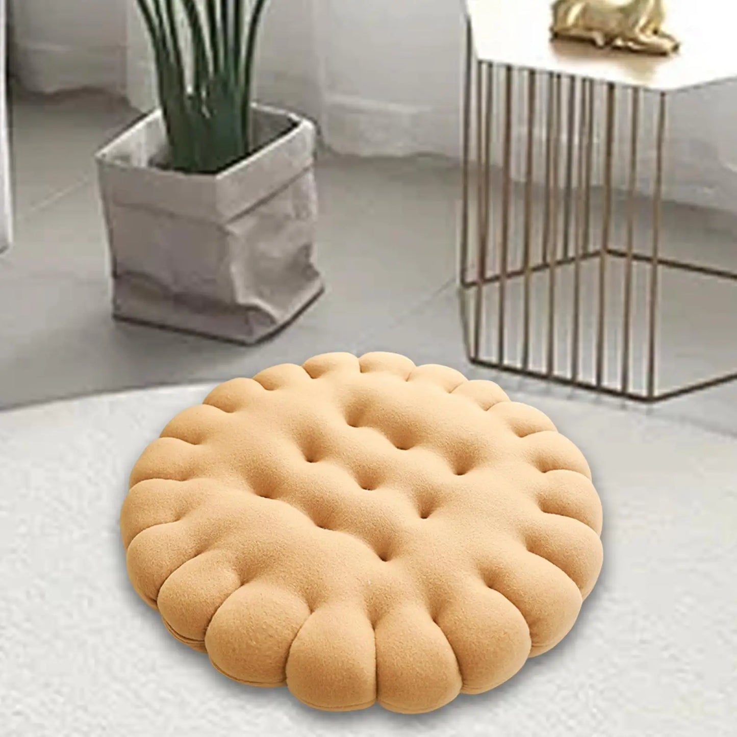 Biscuit-Shaped Decorative Cushion – Comfy Seating Pillow for Balcony & Gift Idea