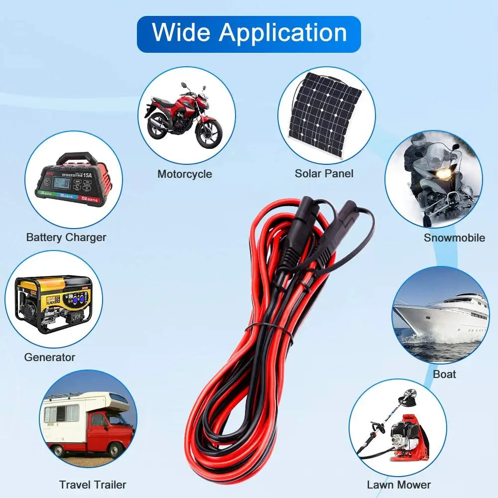 14AWG 4.5M SAE to SAE Extension Cable Quick Connect Battery Charging Wire for Car, RV, Motorcycle & Solar Panel Universal Power Lead