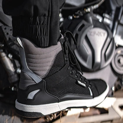 Motorcycle Riding Shoes - Breathable High-Cut, Anti-Fall, Anti-Slip Knight Boots, Parkour Shoes, All-Season Casual Motorcycle Boots