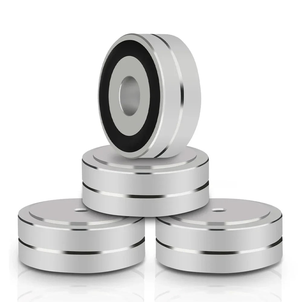 4PCS Aluminum Speaker Isolation Feet – 40x15mm Audio Equipment Feet with Non-Slip Rubber Rings