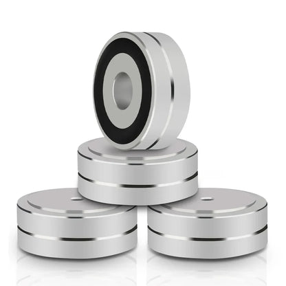 4PCS Aluminum Speaker Isolation Feet – 40x15mm Audio Equipment Feet with Non-Slip Rubber Rings