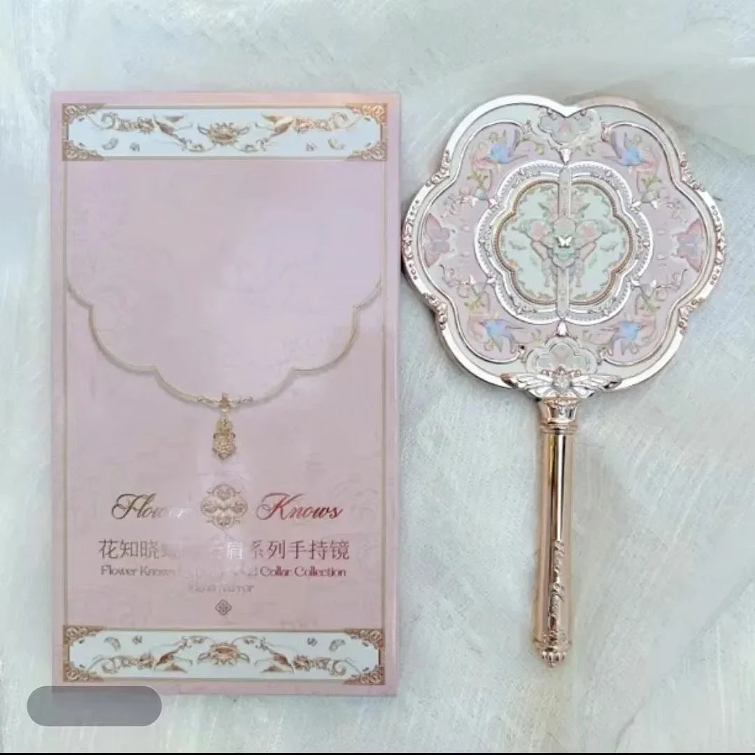 Flower Knows Angel Series Handheld Mirror – White, Black & Pink Compact Mirror
