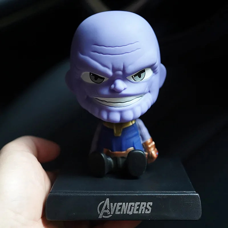 10cm Shaking Head Dolls – Spider-Man, Iron Man, Hulk & Deadpool Car Decorations & Mobile Phone Bracket Gifts