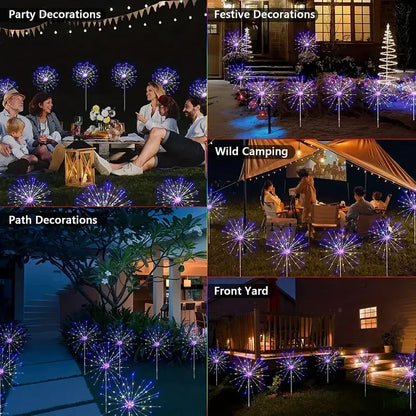 NEW 60LED Solar Fireworks Lights – Outdoor Waterproof Garden Lights with 8 Modes and Remote Control Decorative Lighting