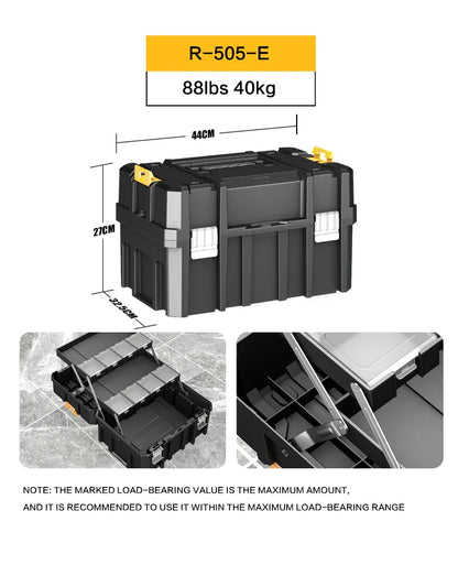 AIRAJ Stackable Modular Toolbox Set — Portable Combo ToolBox with Wheels for Space-Saving Storage & Easy Mobility