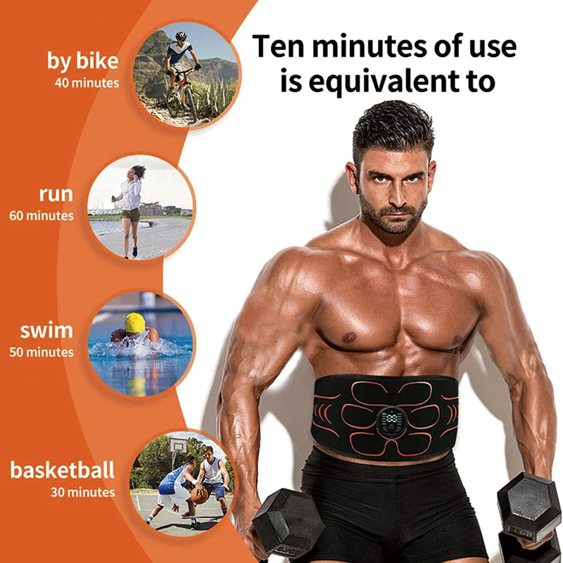 ABS EMS Abdominal Muscle Trainer — USB Rechargeable Waist Slimming Belt for Weight Loss & Muscle Toning Fitness Equipment