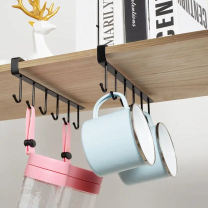Black Kitchen Hanger Hook - No Marks or Nails, For Storing Pots, Shovels, and Utensils - Kitchen Utensils Storage Rack