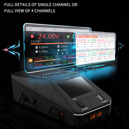 ToolkitRC Q6AC Charger AC 400W/DC 1000W 4-Channel with 65W USB & 15W Wireless Charging for LiPo NiMH PB Batteries