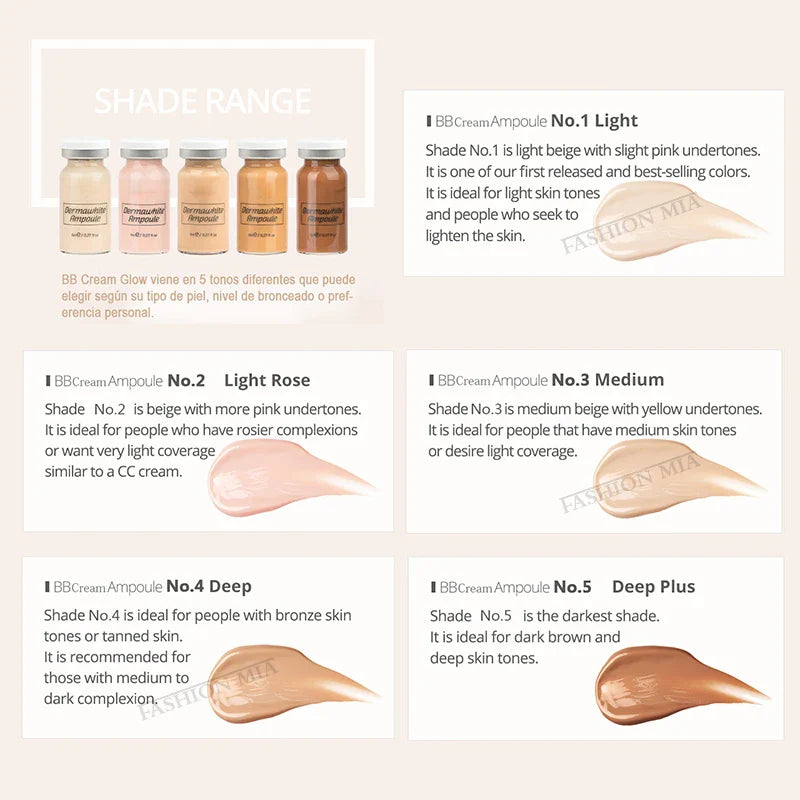 8ml BB Cream Glow Serum Ampoule – Niacinamide & Peptide Moisturizing Foundation with Hyaluronic Acid for Facial Skin Care