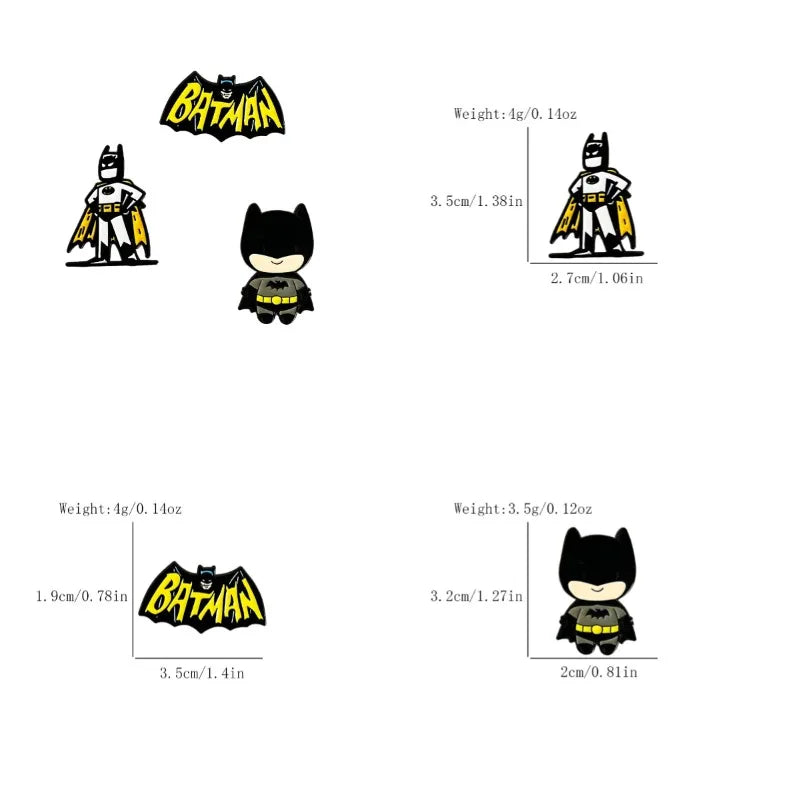 Bat Shaped Enamel Pin Set - 3/5PCS Classic Cartoon Brooches for Backpacks, Clothing & Gifts
