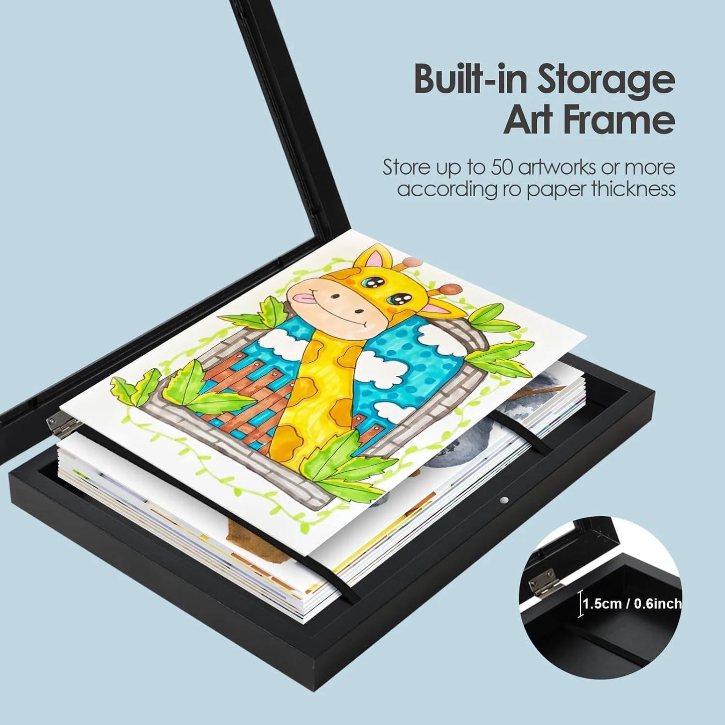 Wooden Flap Art Frames – Magnetic A4 Photo Frame for DIY Paintings, Children's Exhibition, and Home Decoration Storage Rack