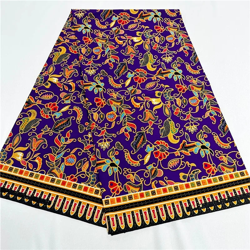 6 Yards African Real Wax Fabric - 100% Cotton Original Ankara Print for Party Dresses K121901