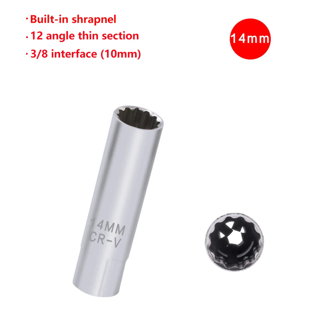 Universal Spark Plug Socket Wrench - 3/8 Magnetic, 12 Angle Thin Wall for 14/16mm Spark Plug Removal, Auto Repair Tool