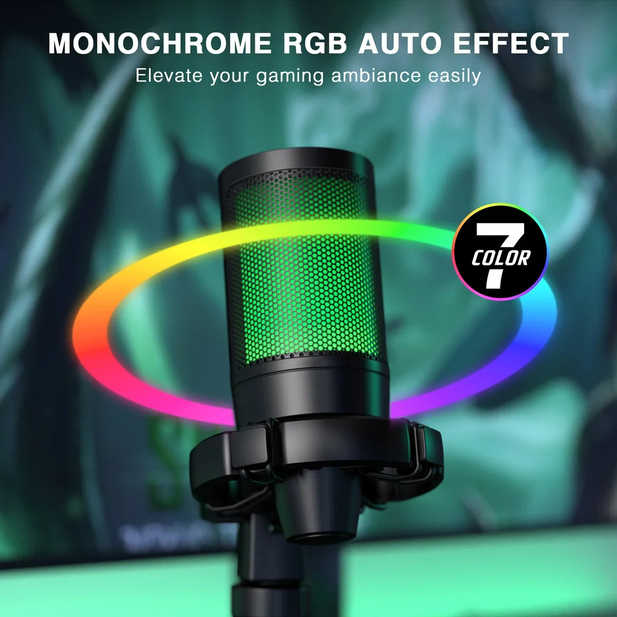 FIFINE AmpliGame RGB Gaming Microphone - USB Condenser Mic with Touch Mute & Tripod for PC, PS4/PS5, Laptop Streaming