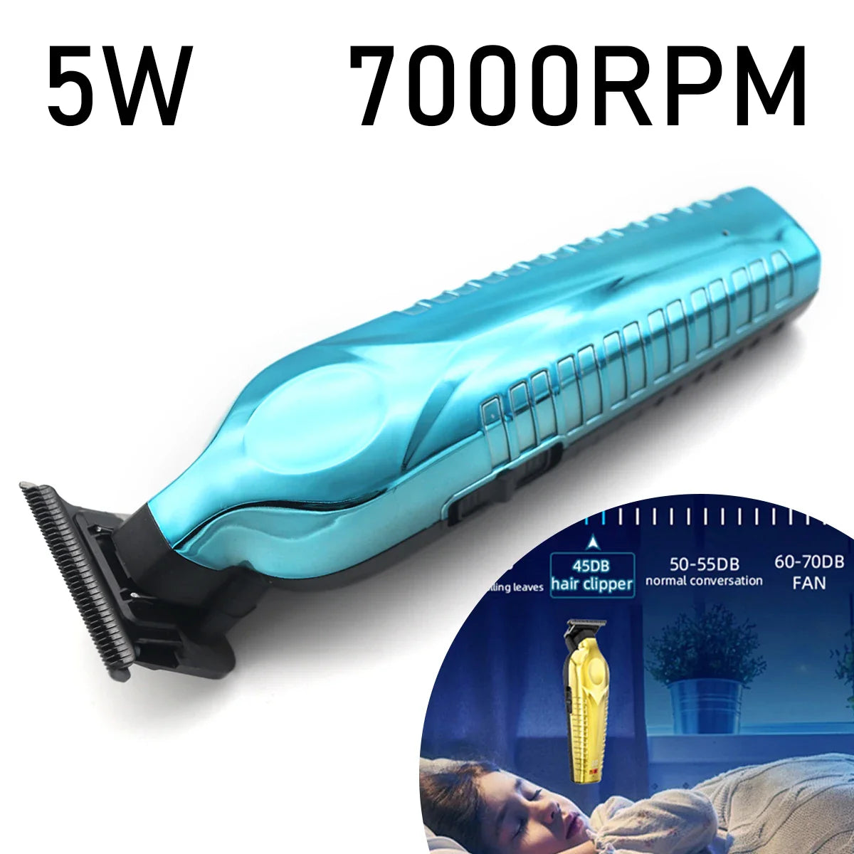 Men's Hair Trimmer – Zero Gapped DLC T-Blade, LED Display, Low Noise, Cordless Professional Hair Clipper for Finishing
