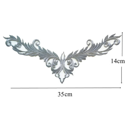 Silver Baroque Sequin Flower Applique – Embroidered Iron-On Patch for Wedding & DIY Crafts