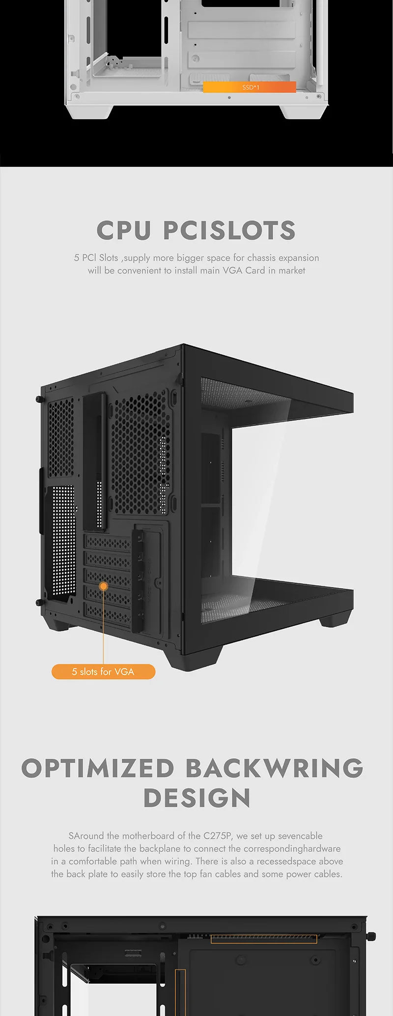Aigo 275P Gaming PC Case — Sea View M-ATX/ITX Desktop with Double-Sided Tempered Glass
