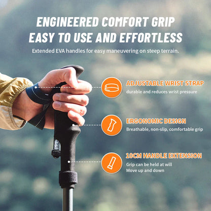 Naturehike Lightweight Trekking Poles – Carbon Fiber & Aluminum Alloy Folding Walking Sticks for Hiking & Climbing