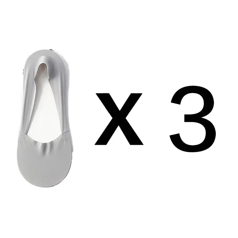 3 Pairs Women's Invisible Low-Cut Socks – Breathable Non-Slip Cotton No-Show Summer Socks
