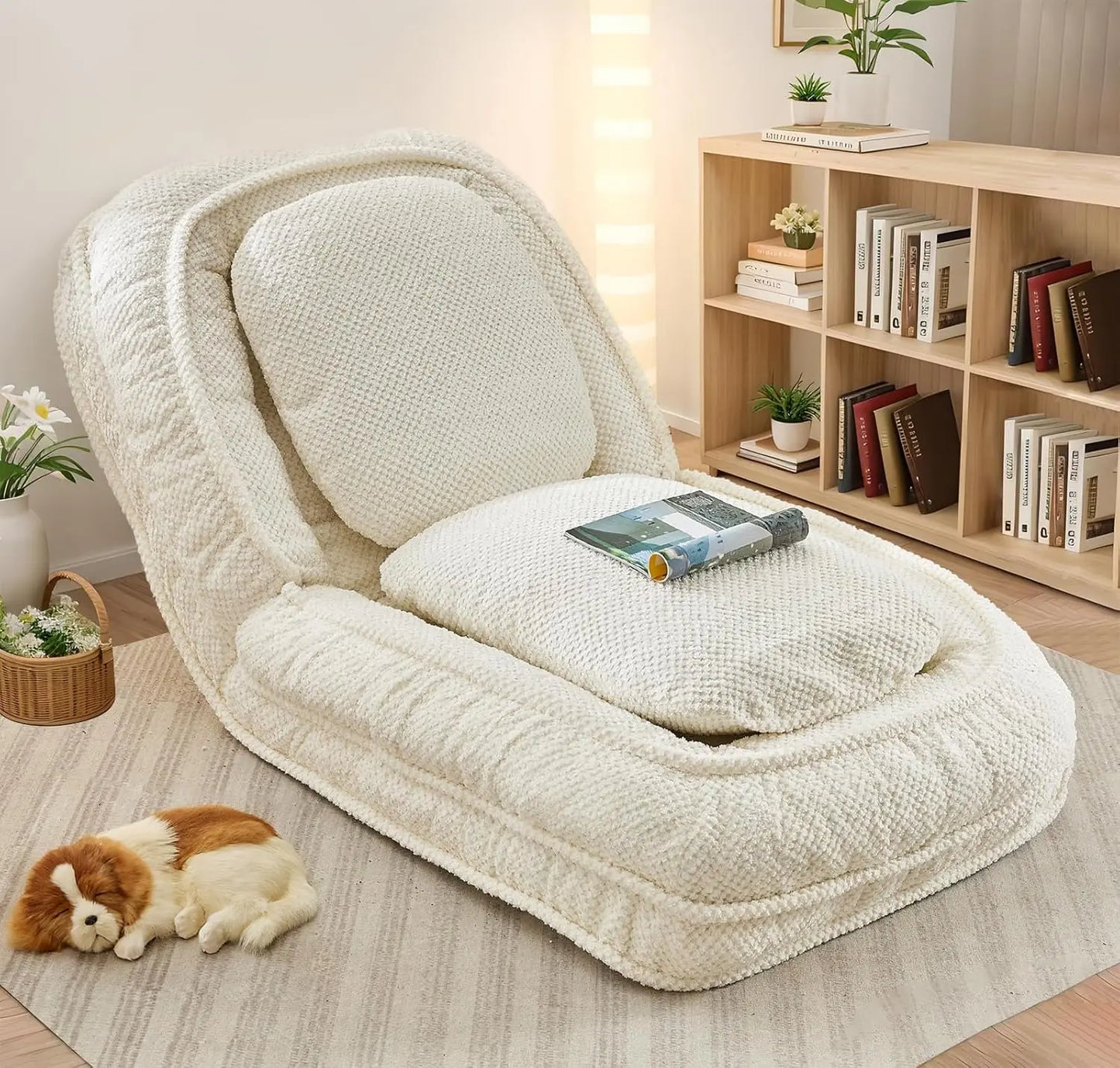 Bean Bag Chair – Convertible Sofa Bed for Adults & Pets, 5 Adjustable Positions, Lounge Chair for Bedroom & Living Room