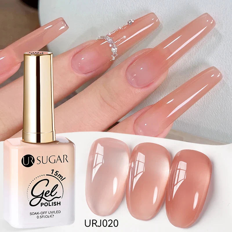 UR SUGAR 15ml Jelly Milky White Gel Polish – Translucent UV Soak Off Nail Art Varnish Semi-Permanent Fashion Nail Color