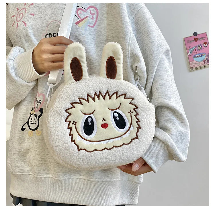Labu Cartoon Crossbody Plush Bag – Kids Backpack & Shoulder Bag Doll Change Purse, Perfect Gift for Girls