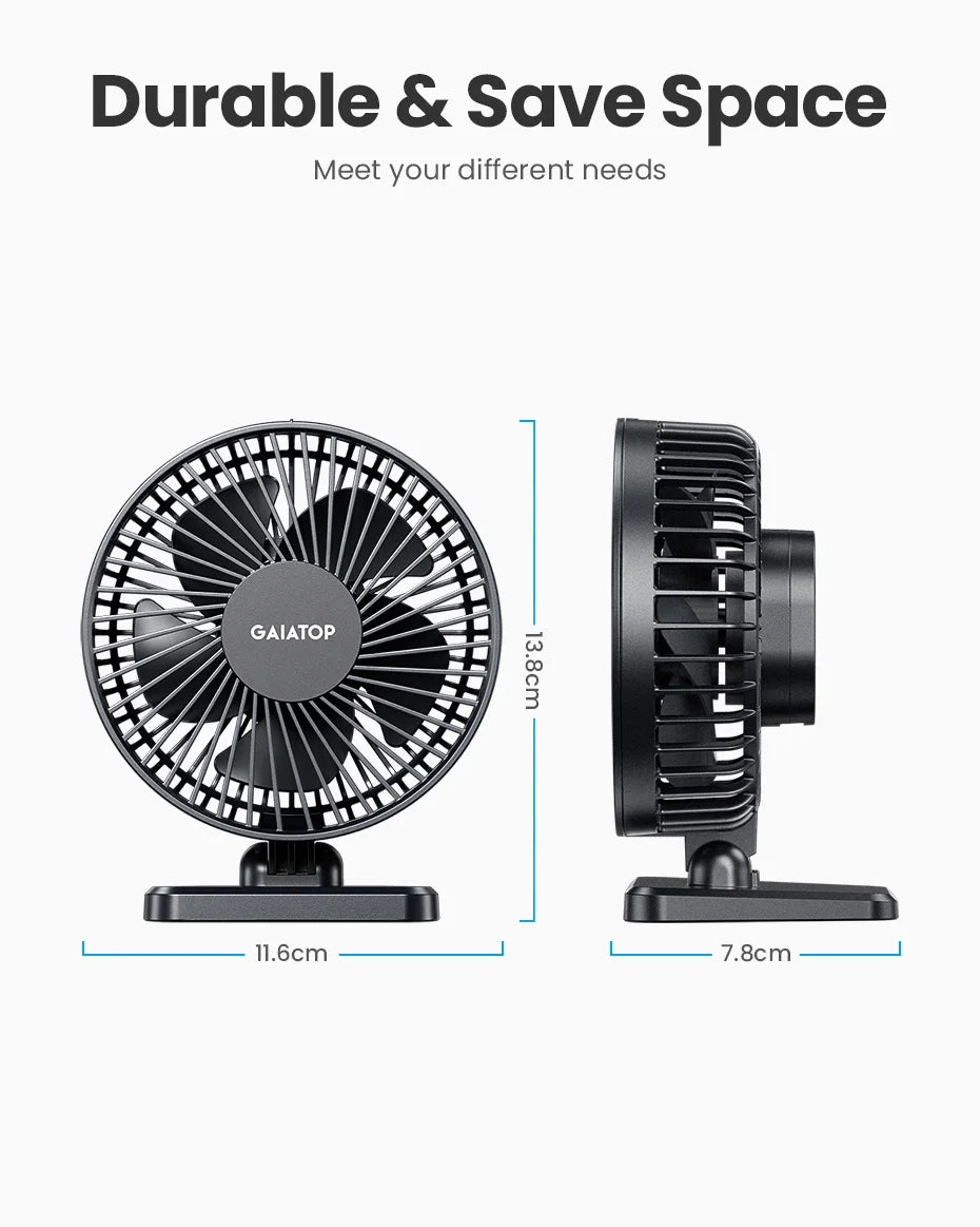 GAIATOP Mini USB Desktop Fan – Portable Quiet Cooling Fan with 3-Speed Adjustment for Home and Office Use