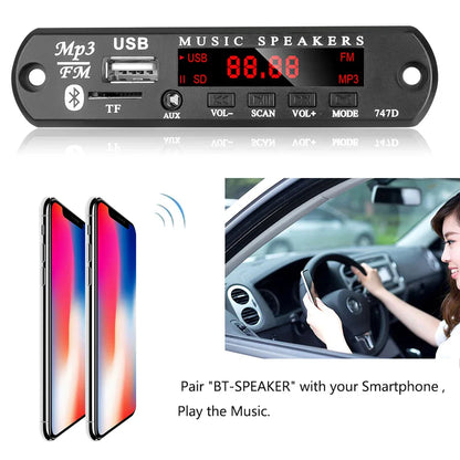 KEBIDU 9V/12V Car Radio Stereo MP3 Decoder Board - Bluetooth Wireless MP3 Player with USB, TF, and Remote Control